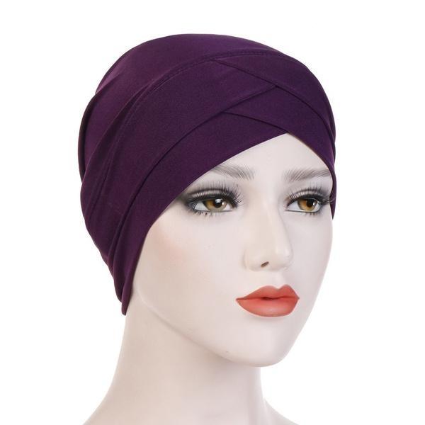 Criss-Cross Bonnet - Purple-almanaar Islamic Store