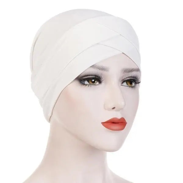 Criss-Cross Bonnet - White-almanaar Islamic Store