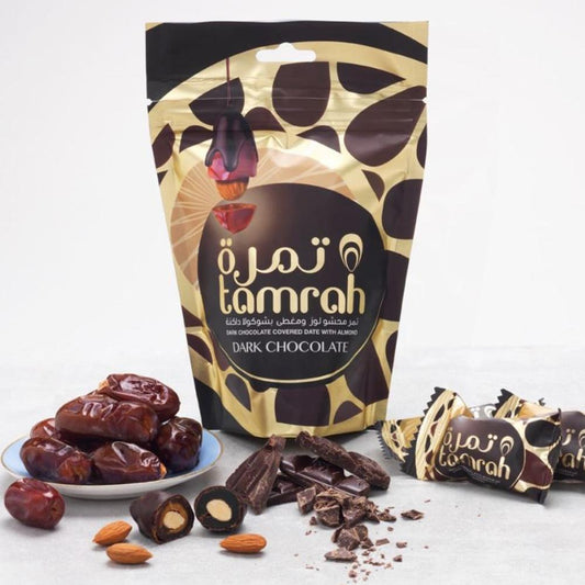 Dark Chocolate Almond Tamrah Dates 80g-almanaar Islamic Store