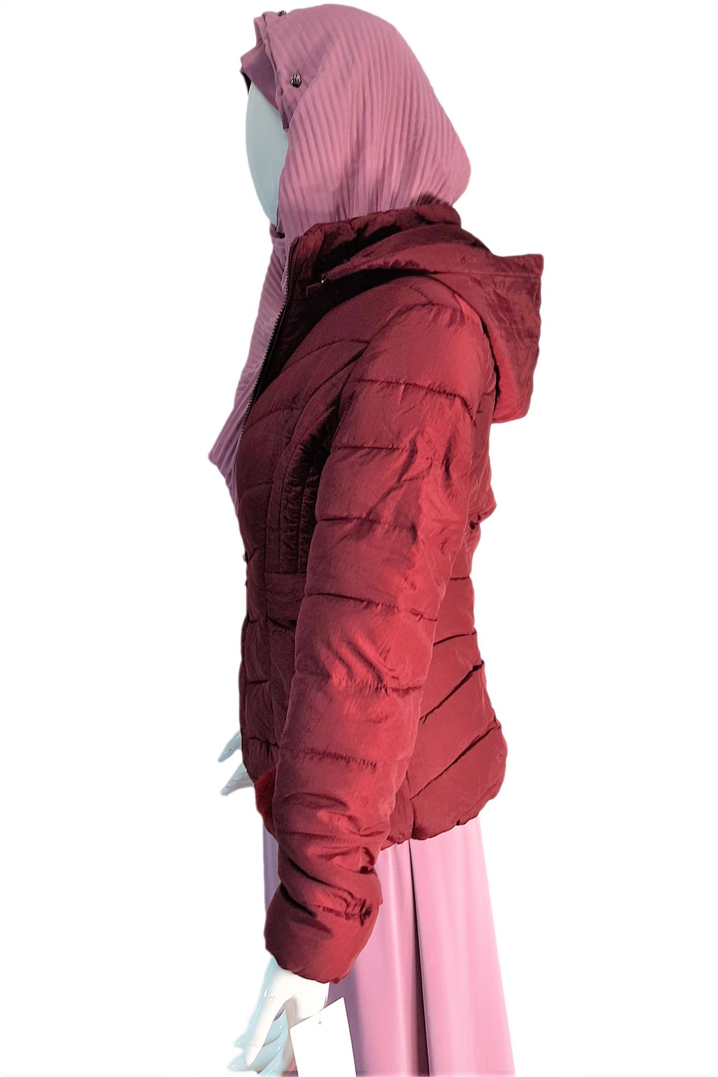 Dark Red Winter Jacket Hooded-almanaar Islamic Store