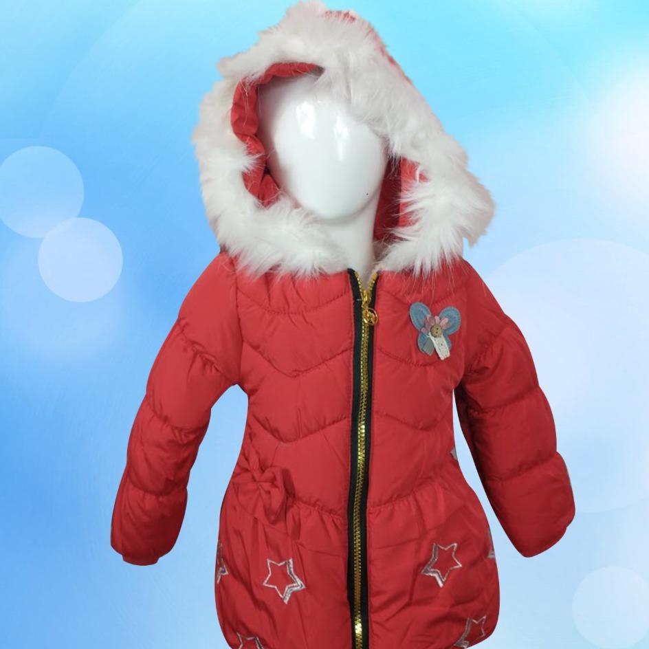 Dazzle Girl Winter Jacket- Red-almanaar Islamic Store