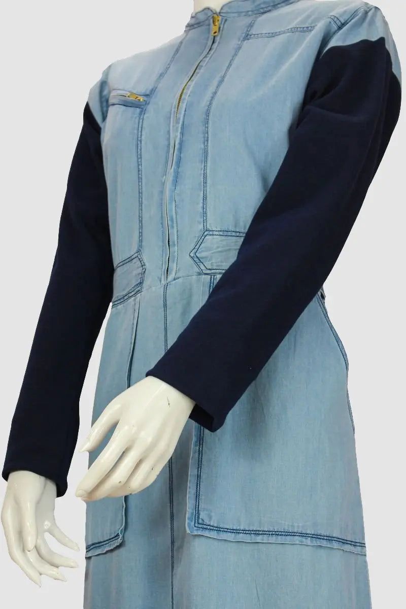 Denim Zip Abaya-almanaar Islamic Store