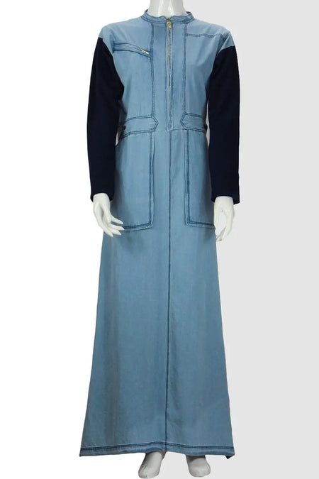 Denim Zip Abaya-almanaar Islamic Store