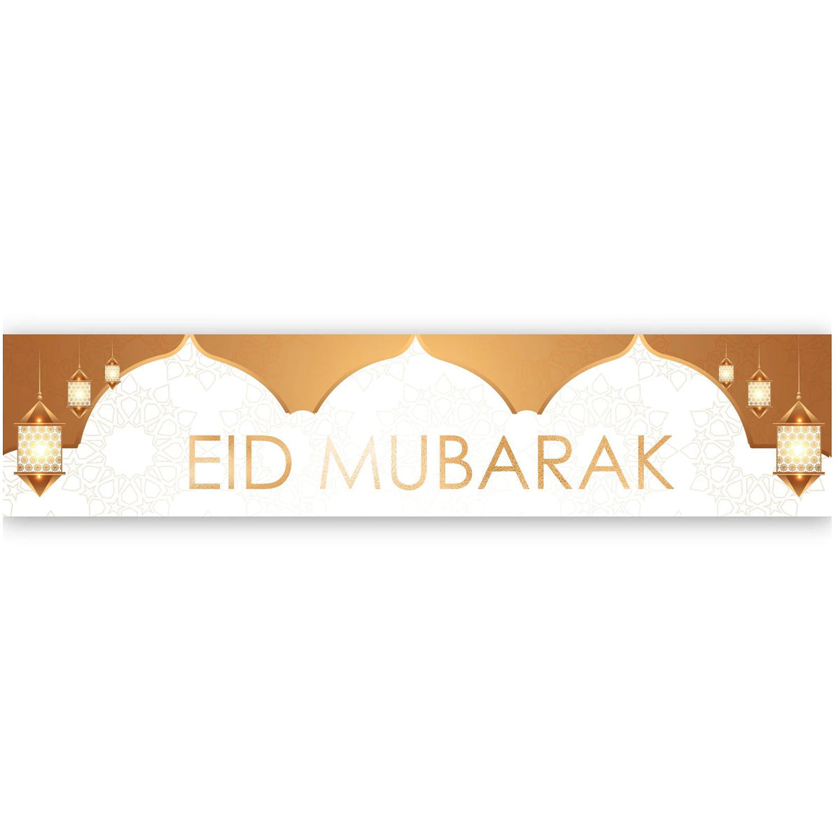 Eid Mubarak Banner - White & Gold-almanaar Islamic Store