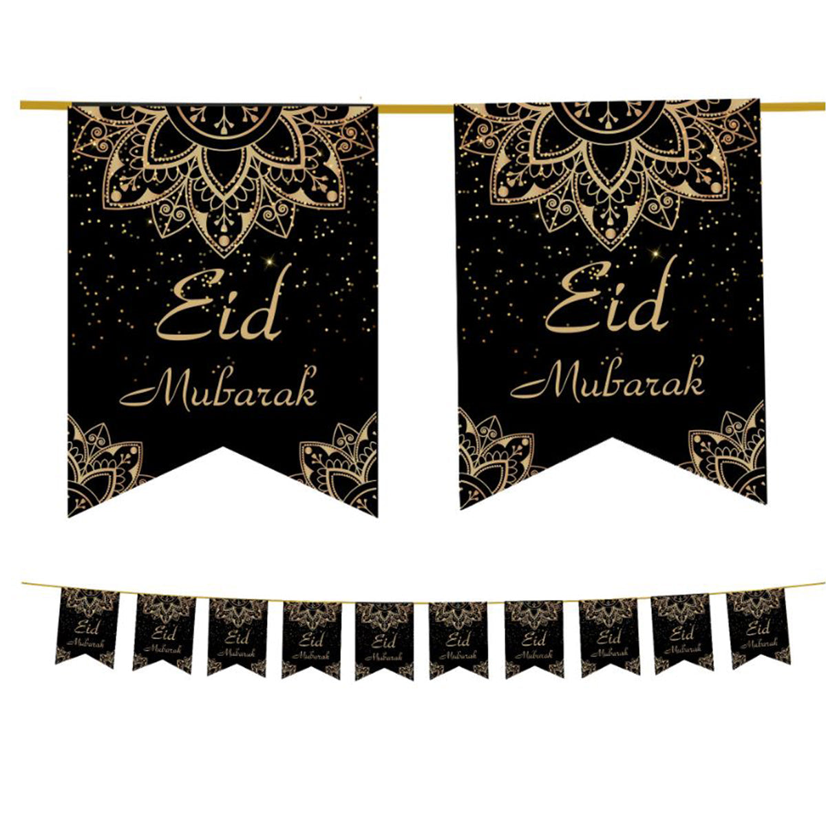 Eid Mubarak Bunting - Black & Gold-almanaar Islamic Store