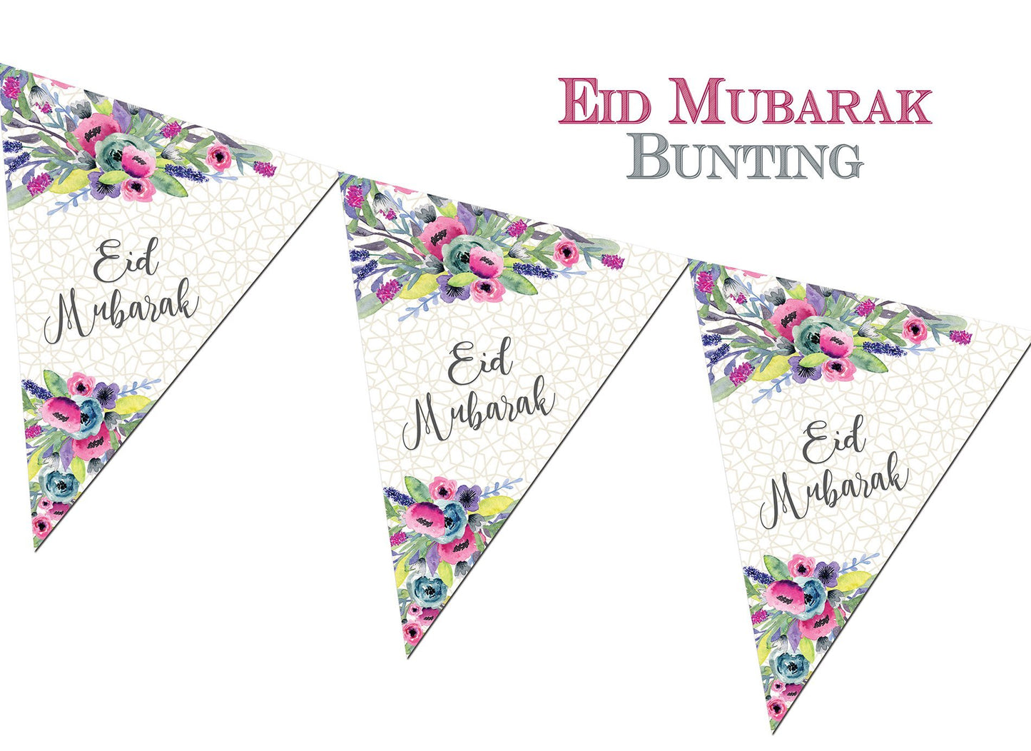 Eid Mubarak Bunting Kits (2 Metres, 10 Flags)-almanaar Islamic Store