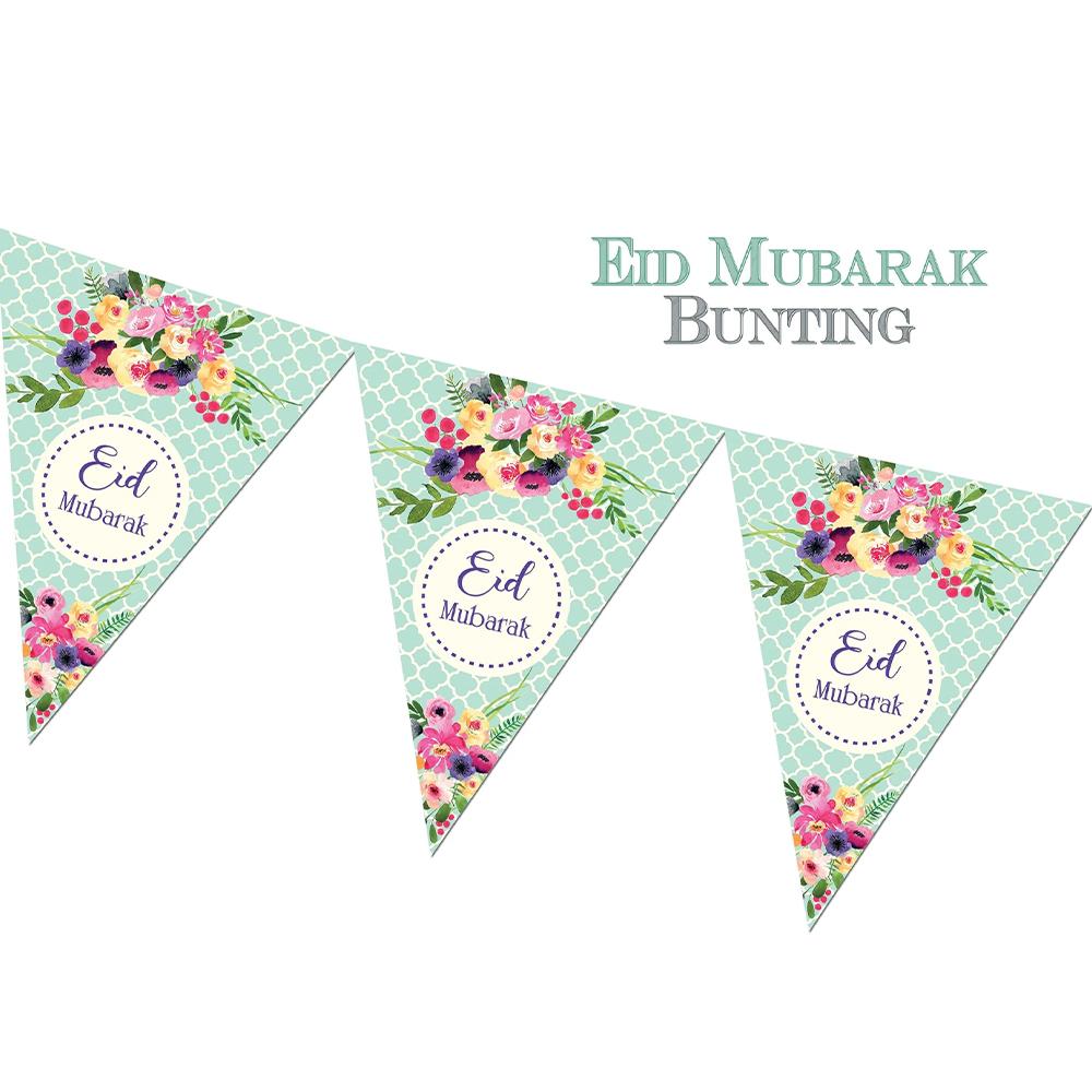Eid Mubarak Bunting Kits (2 Metres, 10 Flags)-almanaar Islamic Store