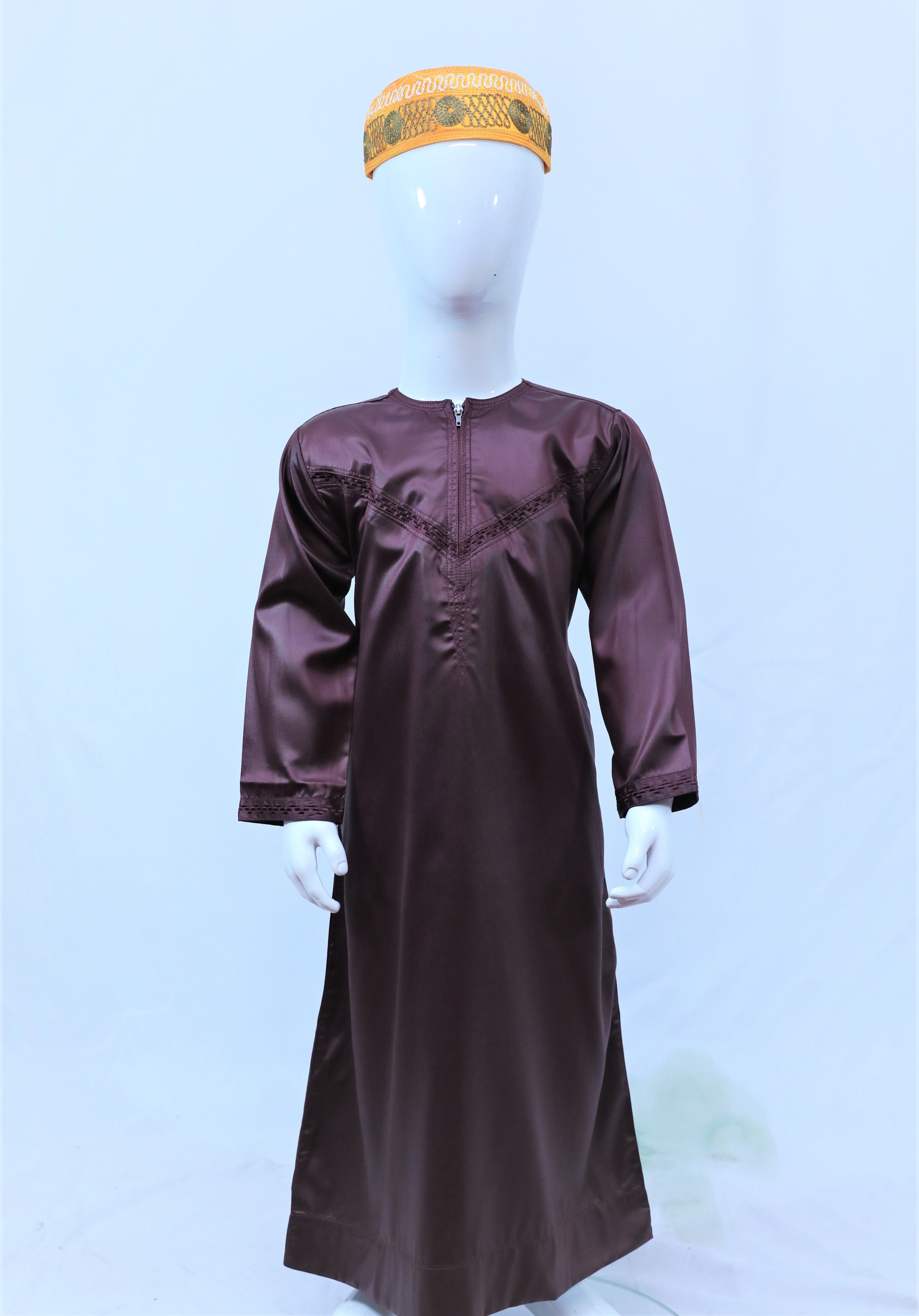 Emerati Designed Collarless Kids Thobe-almanaar Islamic Store