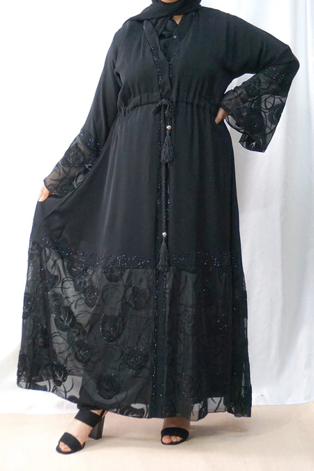 Exclusive Classic Black Open Abaya-almanaar Islamic Store