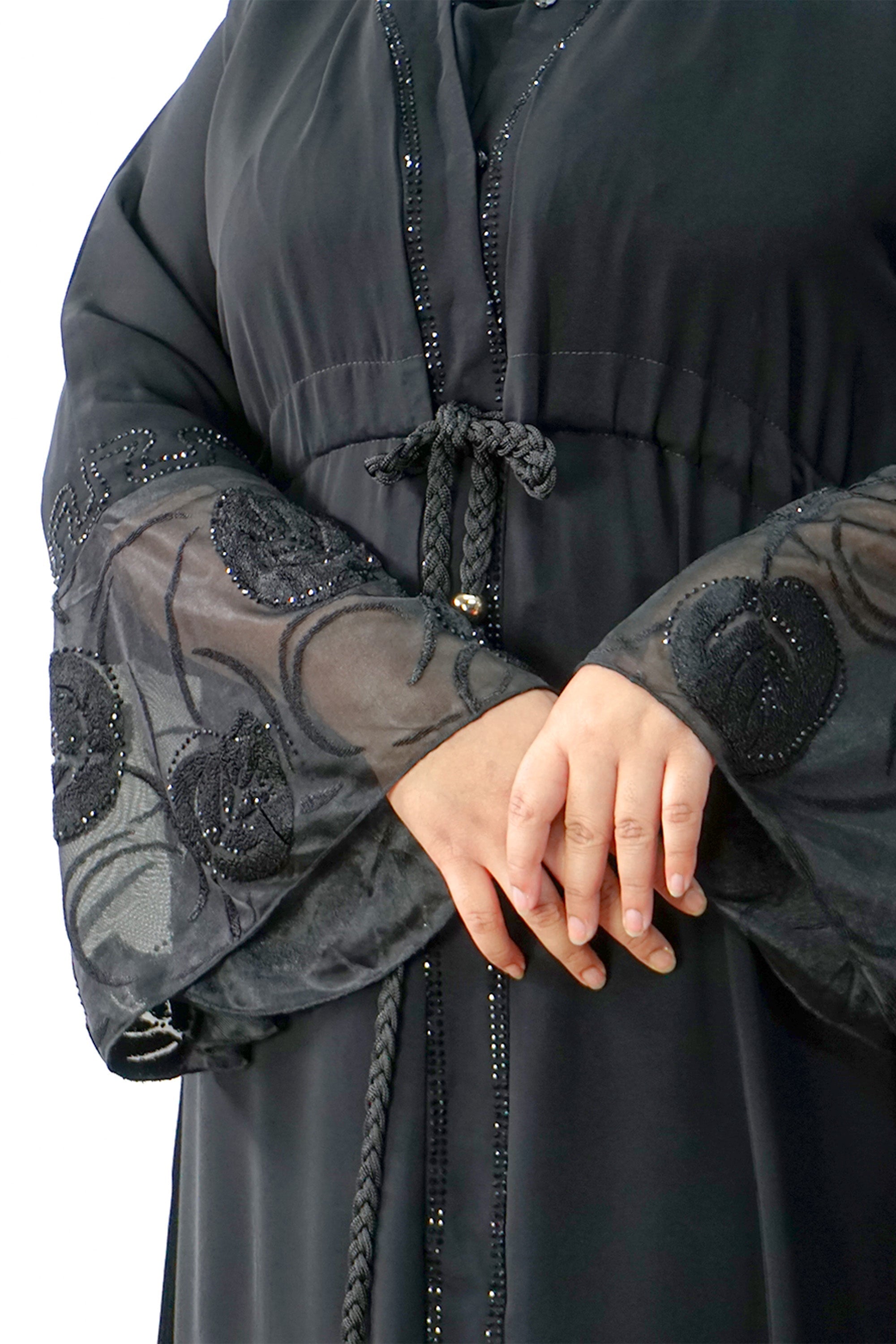 Exclusive Classic Black Open Abaya-almanaar Islamic Store