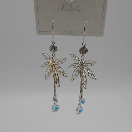 palm leaf shaped earrings with jewels - Almanaar Islamic Store