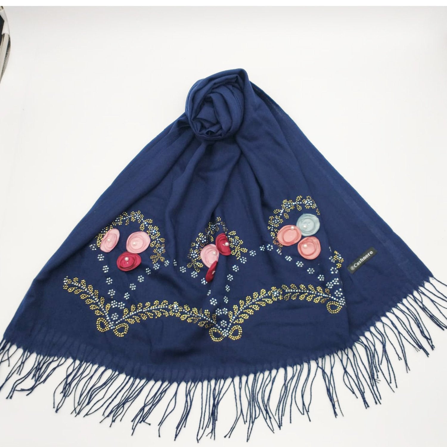 Fancy Hijab whit tussle - Navy-almanaar Islamic Store