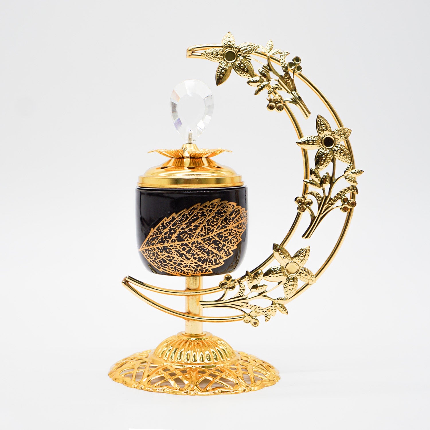 Floral Crescent Bakhoor Burner-almanaar Islamic Store