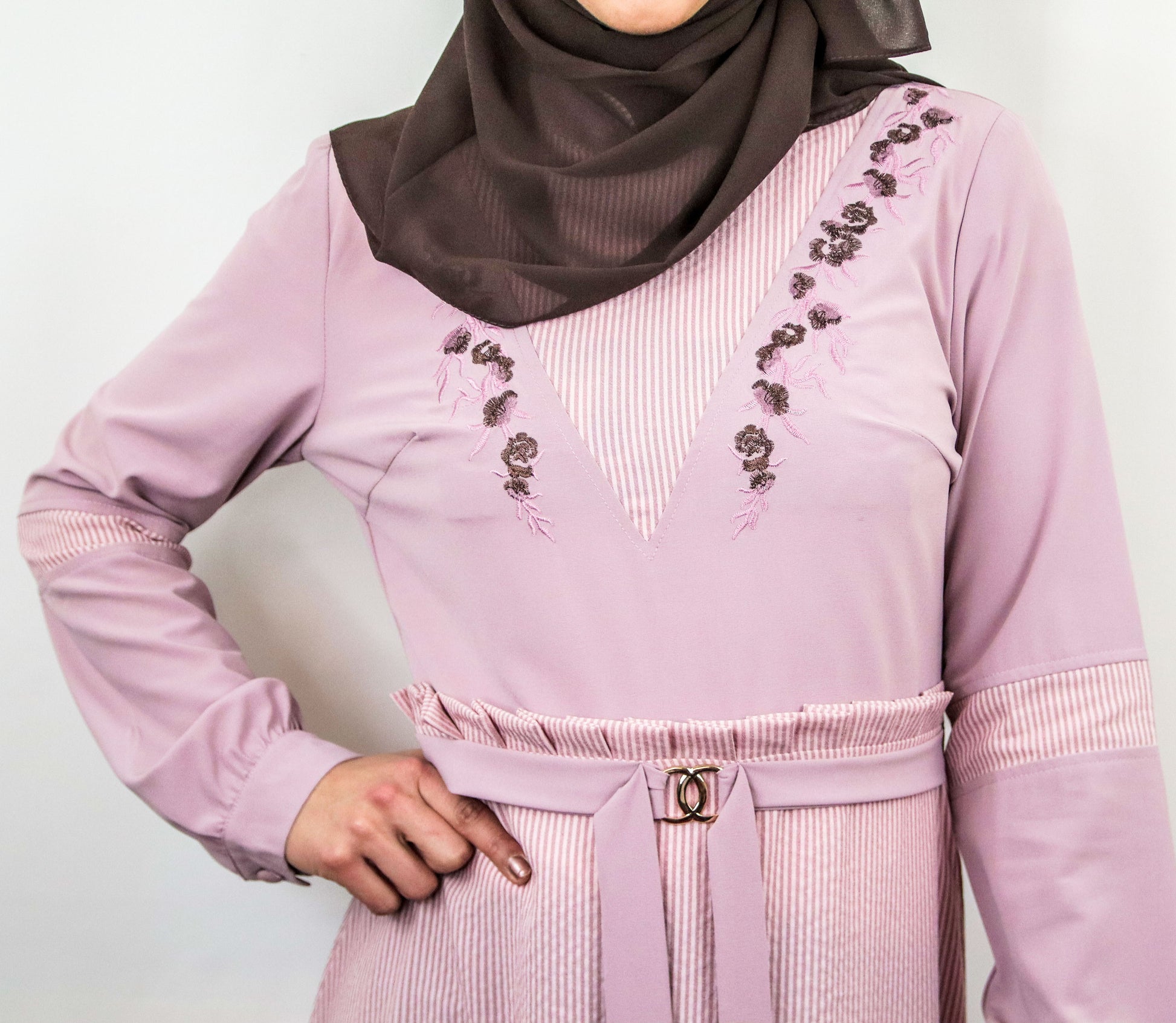 Floral Design Embroidery Dresses.-almanaar Islamic Store