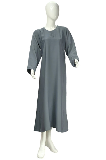 Girls Plain Nidha Abaya Grey-almanaar Islamic Store