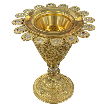 Gold Flower Bakhour Burner Incense Pot-almanaar Islamic Store