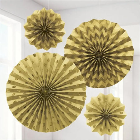 Gold Glitter Paper Fans-almanaar Islamic Store