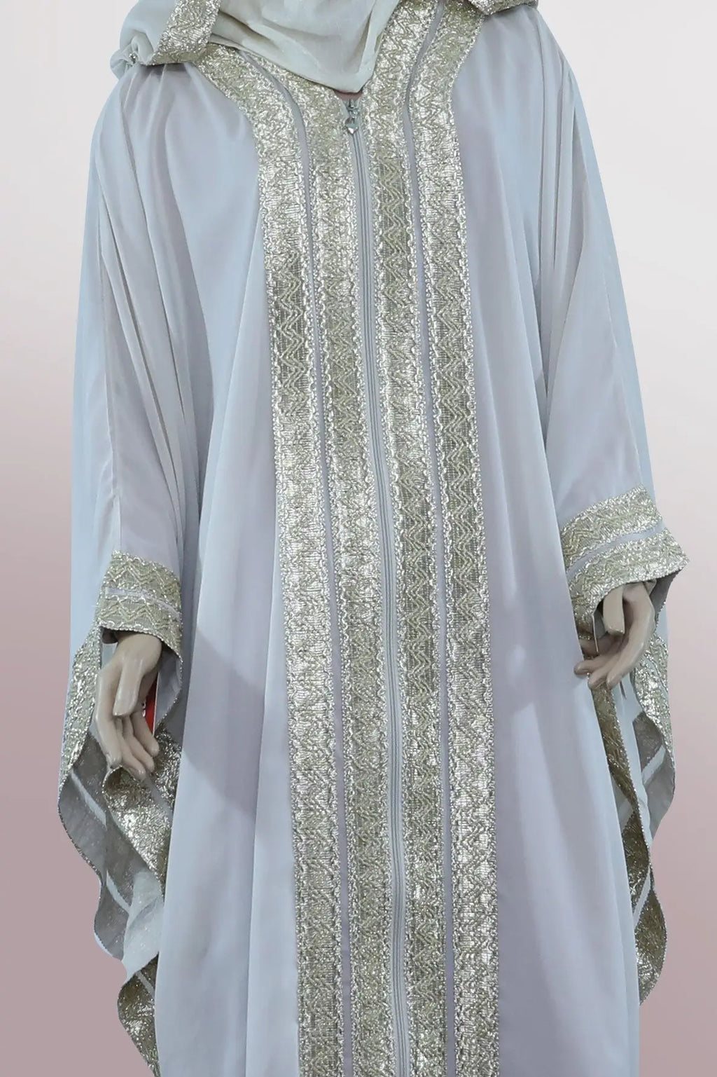 Gold Lace Kimono With Hoodie-almanaar Islamic Store