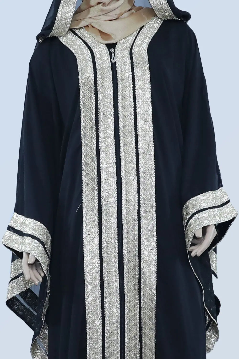 Gold Lace Kimono With Hoodie-almanaar Islamic Store