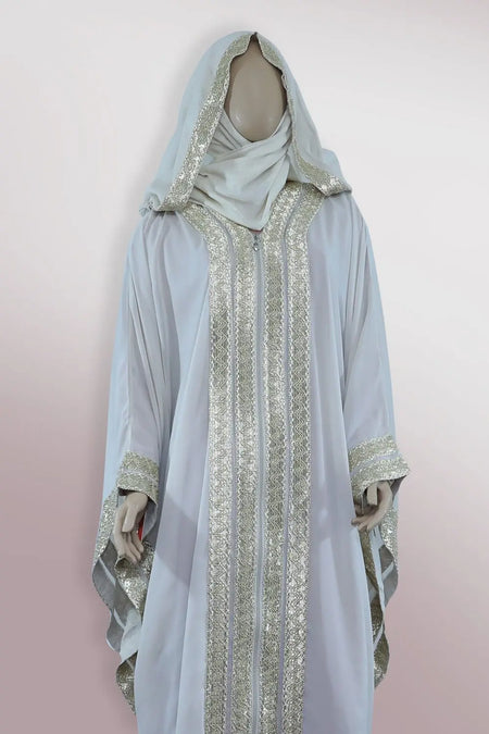 Gold Lace Kimono With Hoodie-almanaar Islamic Store