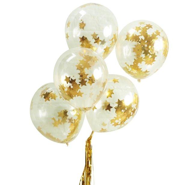 Gold Star Confetti Balloons - 12" Latex-almanaar Islamic Store