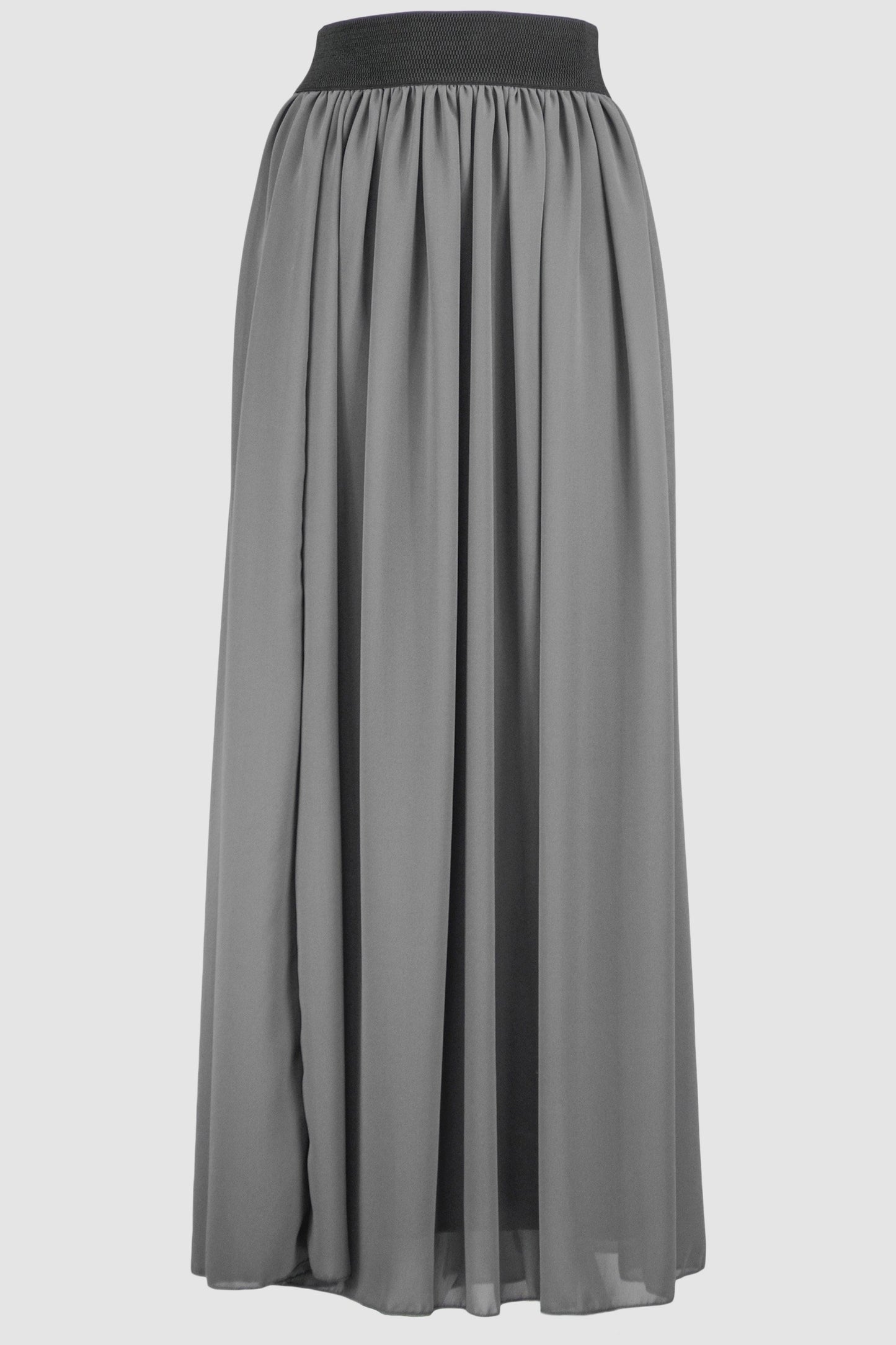 Grey Chiffon Flared Skirt With Inner Layer-almanaar Islamic Store