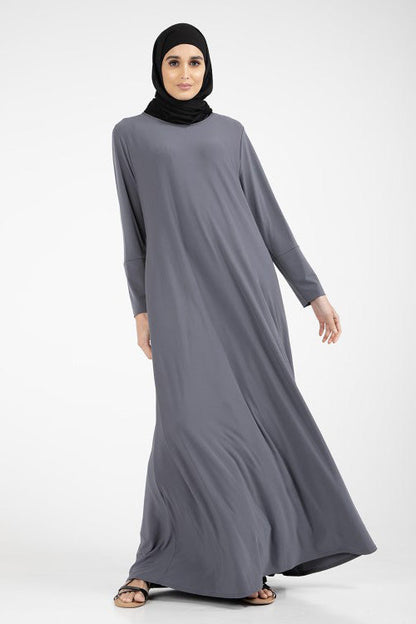 Grey Jersey Abaya-almanaar Islamic Store