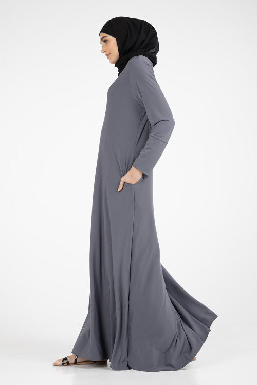 Grey Jersey Abaya-almanaar Islamic Store