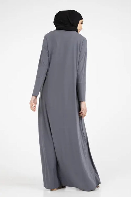 Grey Jersey Abaya-almanaar Islamic Store