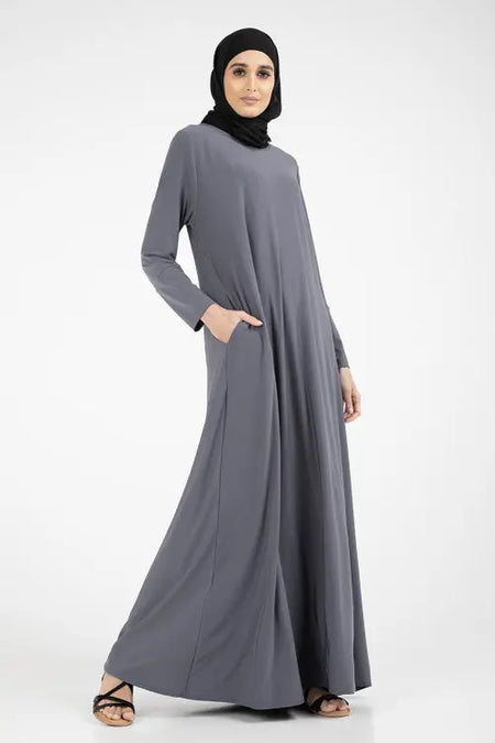 Grey Jersey Abaya-almanaar Islamic Store