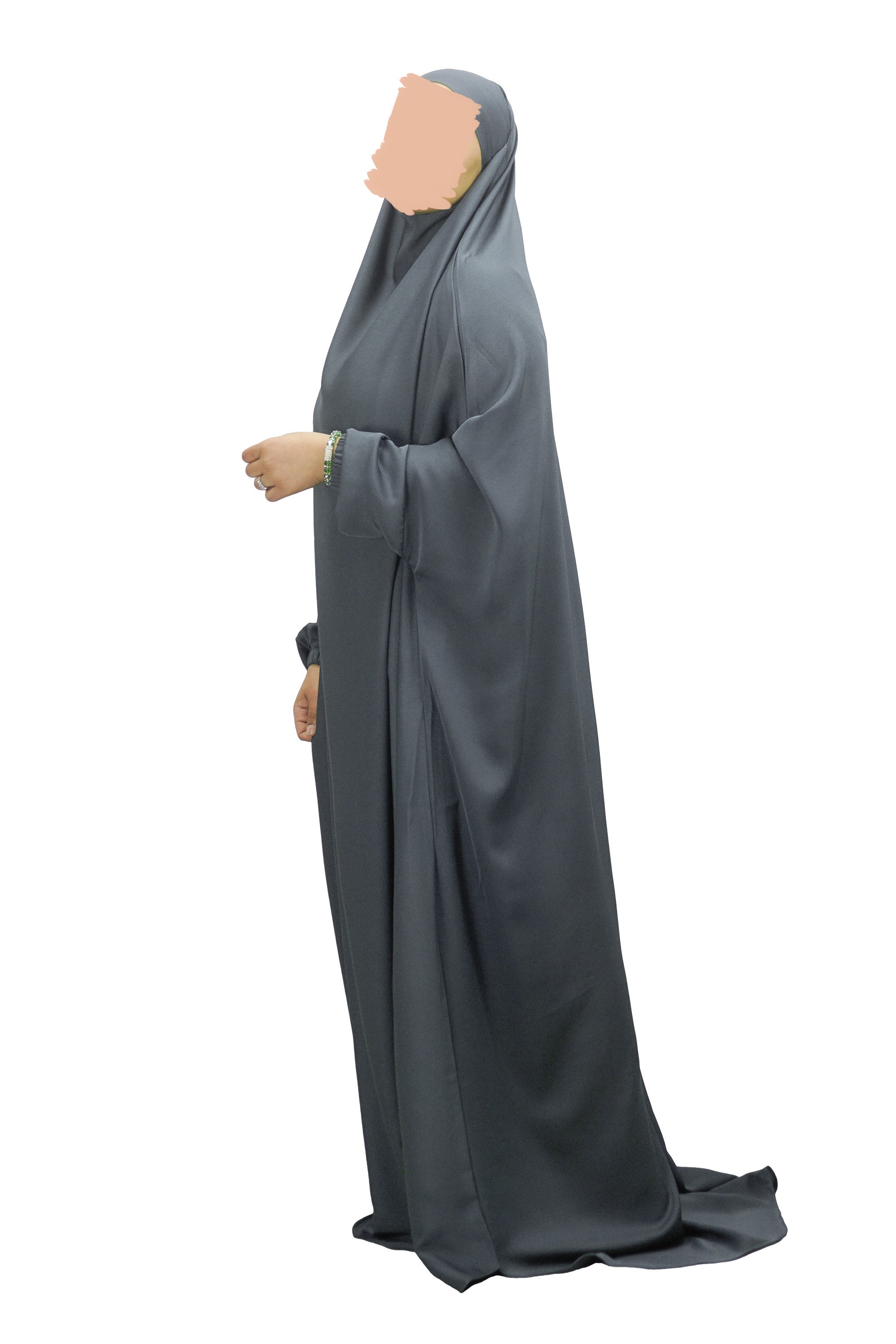 Grey One Piece Jilbab (Khimar)-almanaar Islamic Store