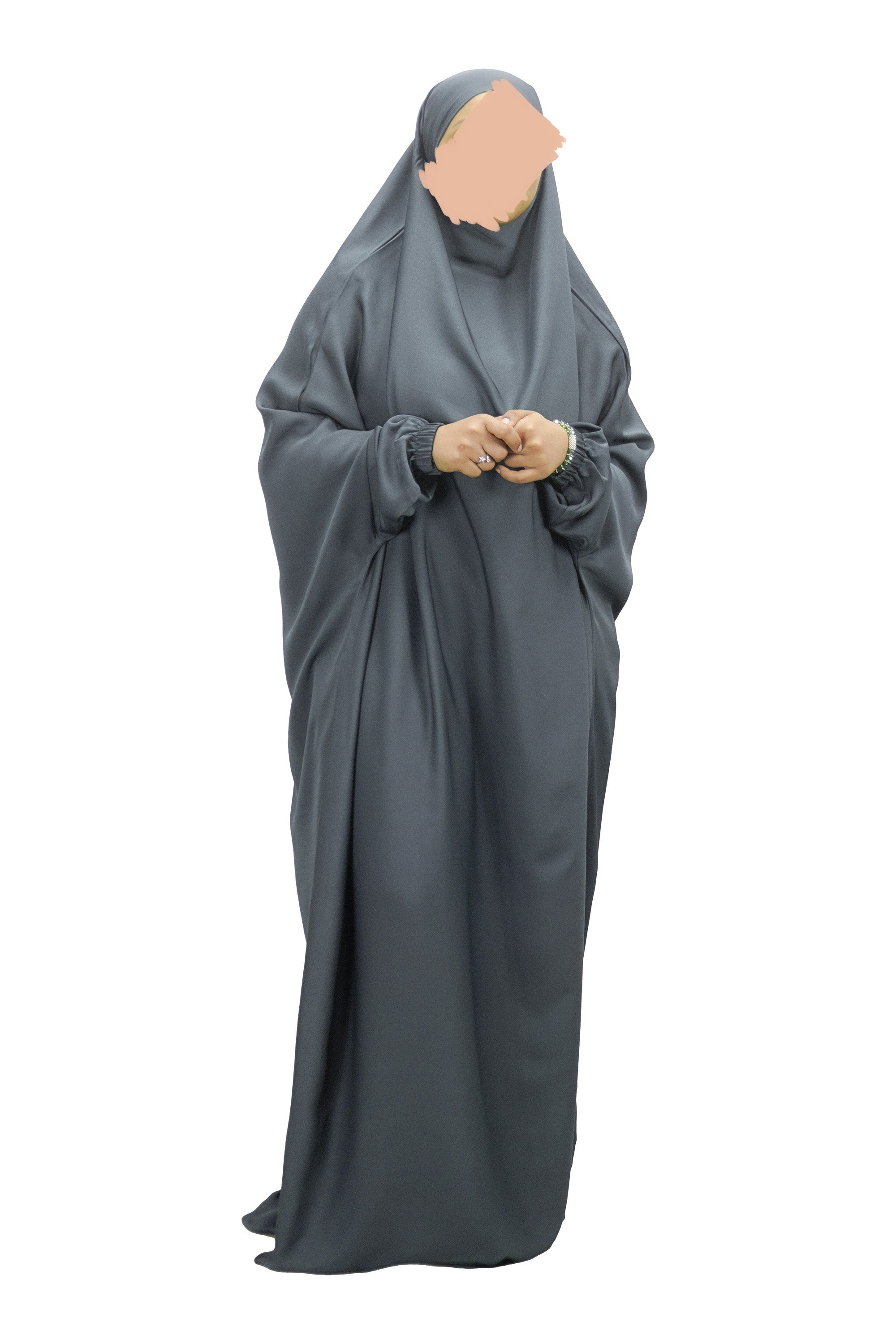 Grey One Piece Jilbab (Khimar)-almanaar Islamic Store