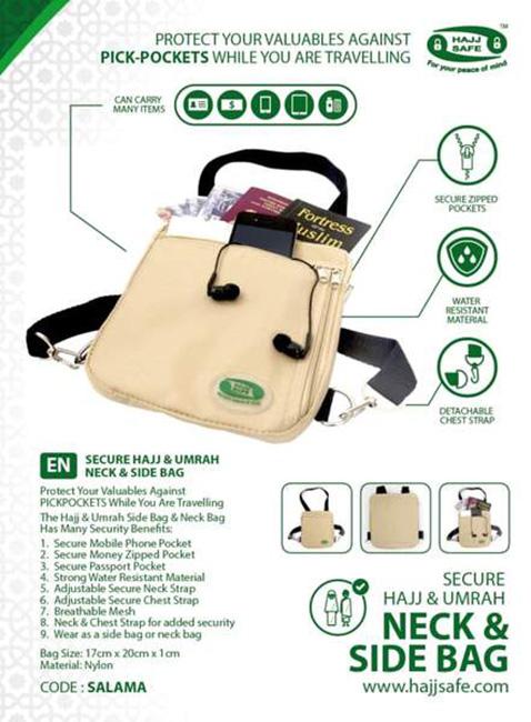Hajj & Umrah Secure Side Bag & Neck Bag (Small size)-almanaar Islamic Store