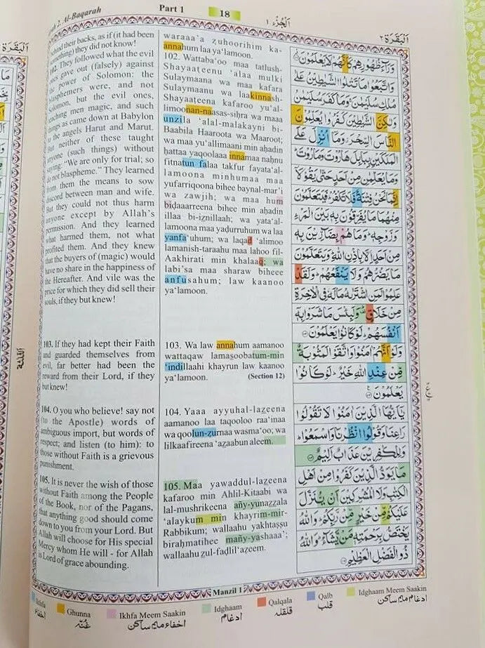 Holy Quran Colour Coded English Translation & Transliteration with ...