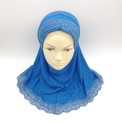 Lace Hijab for Girls- Royal Blue-almanaar Islamic Store