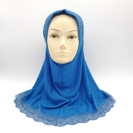 Lace Hijab for Girls- Royal Blue-almanaar Islamic Store