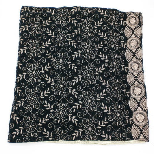 Ladies Winter Shawl - BLACK with embroidery Work-almanaar Islamic Store