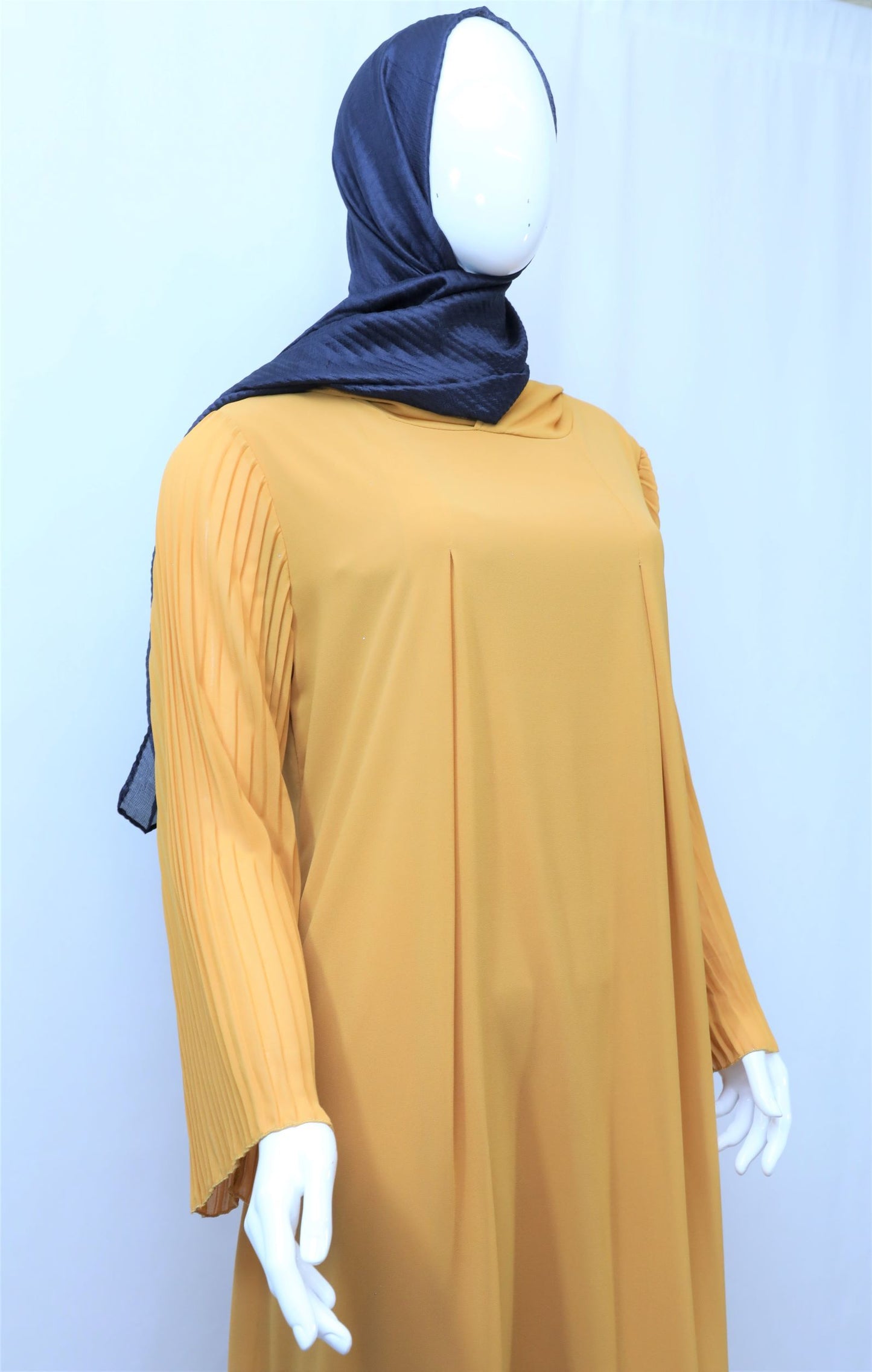 Long Plain Striped Sleeve Dress-almanaar Islamic Store
