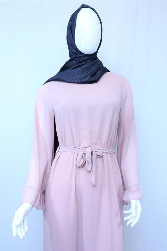 Long Sleeve Plain Summer Dress-almanaar Islamic Store