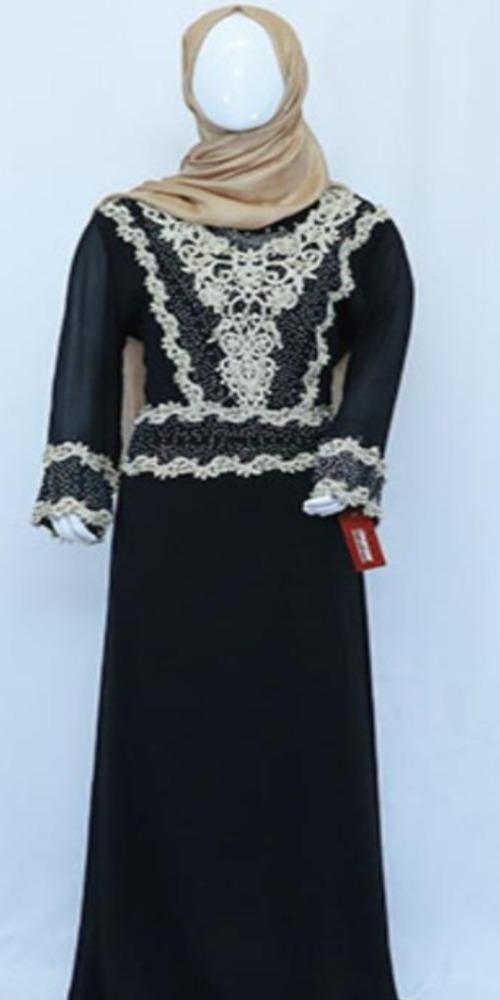Lustrous silky laced dress-almanaar Islamic Store