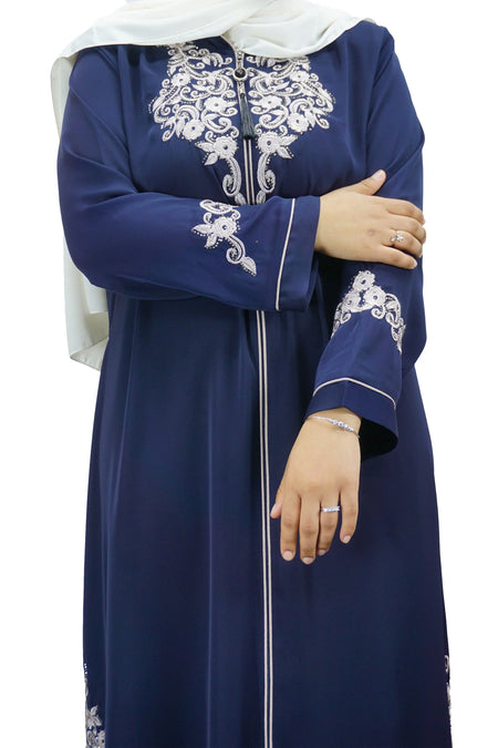 Luxurious Moroccan Jellaba-Navy-almanaar Islamic Store