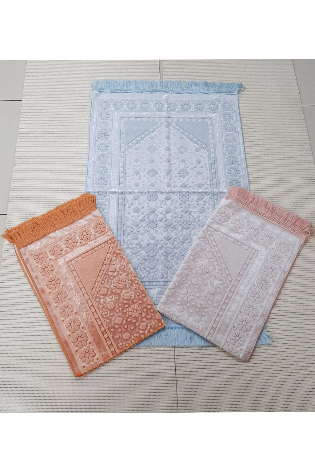 Luxury Velvet Islamic Prayer Rug Floral Stamp-almanaar Islamic Store