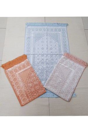 Luxury Velvet Islamic Prayer Rug Floral Stamp Lilac