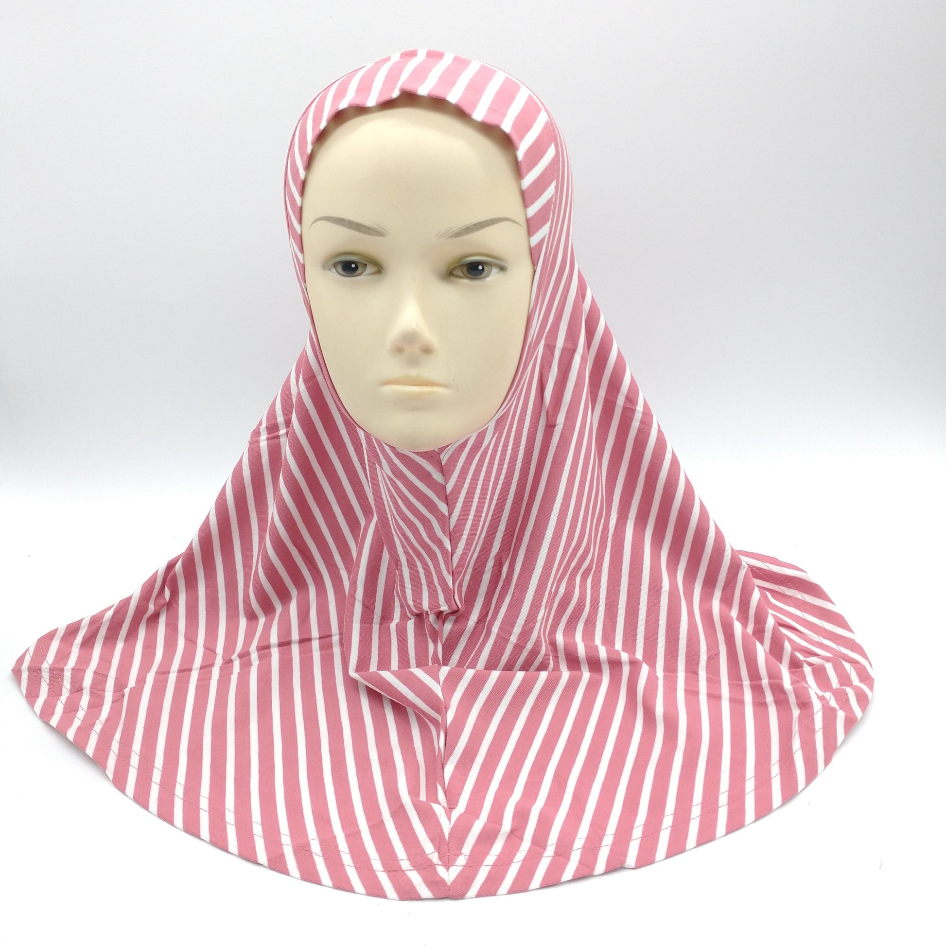 Maroon And White Strips  Girls Hijab-almanaar Islamic Store