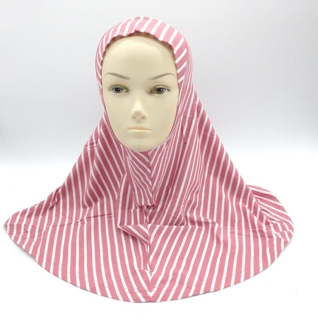 Maroon And White Strips  Girls Hijab-almanaar Islamic Store