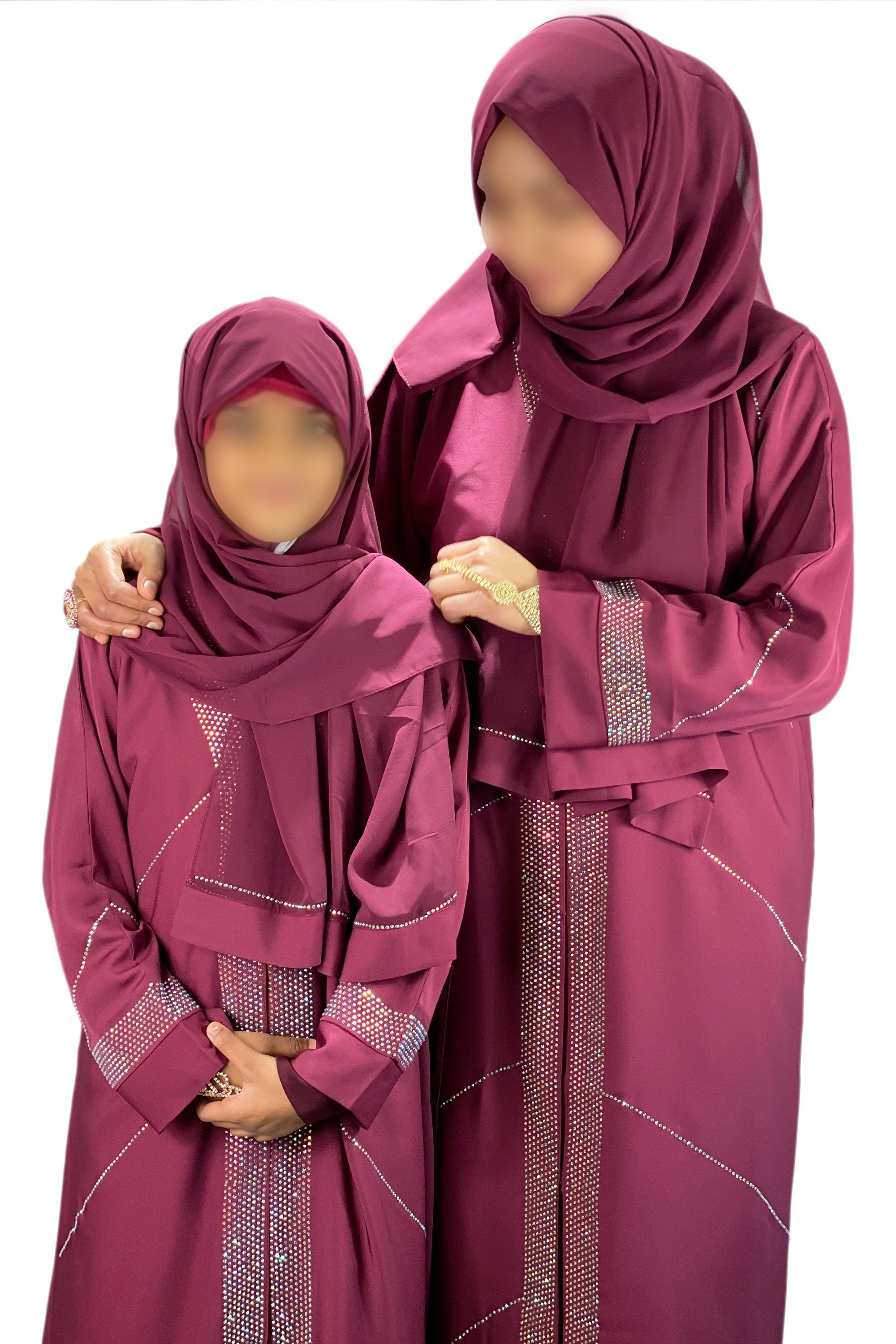 Maroon Exclusive Gold Twinkling Diamante Designer Abaya-almanaar Islamic Store