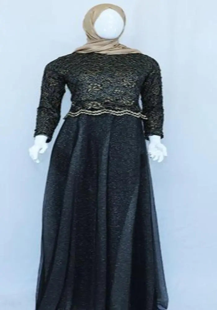 Marvellous net embroider dresses for party-almanaar Islamic Store