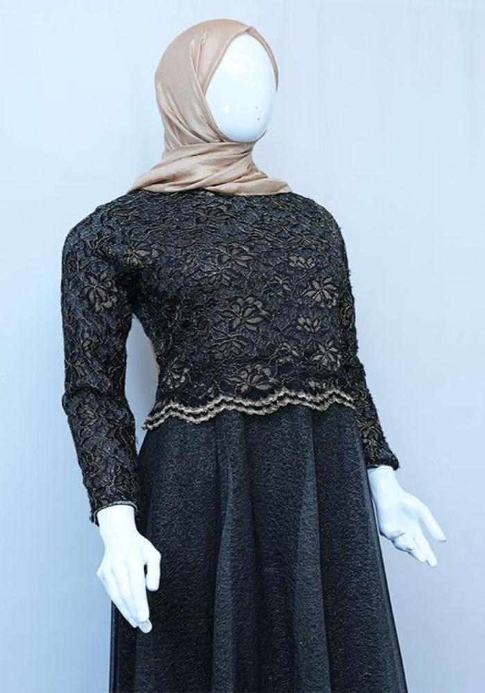 Marvellous net embroider dresses for party-almanaar Islamic Store