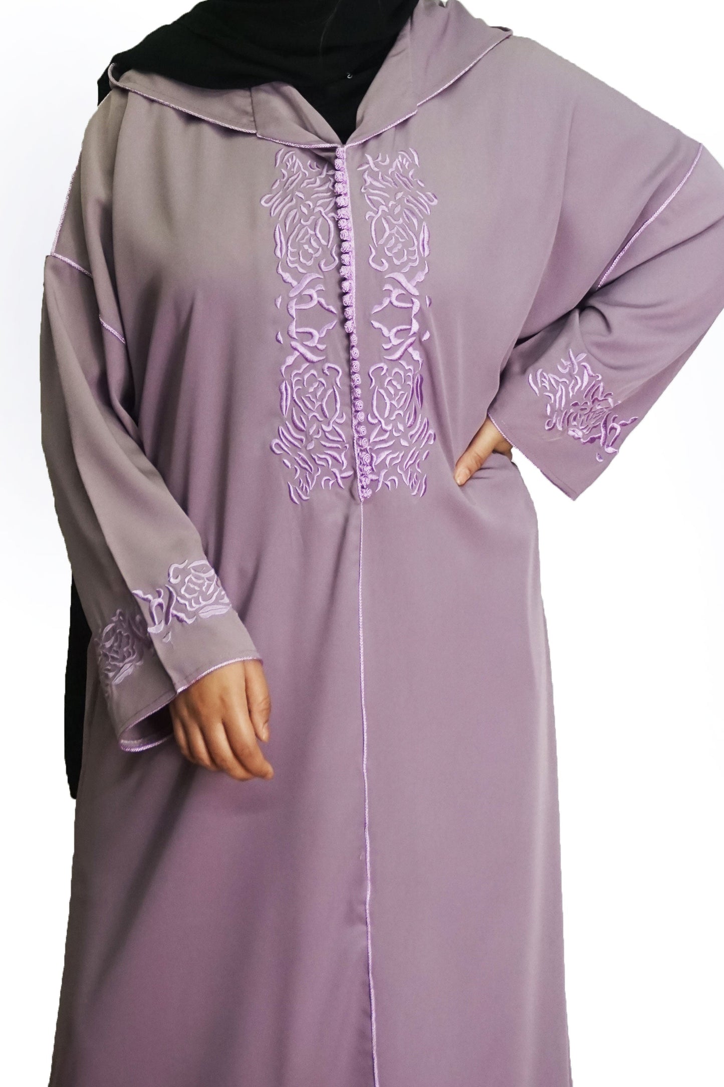 Moroccan Hooded Abaya - Light Purple-almanaar Islamic Store