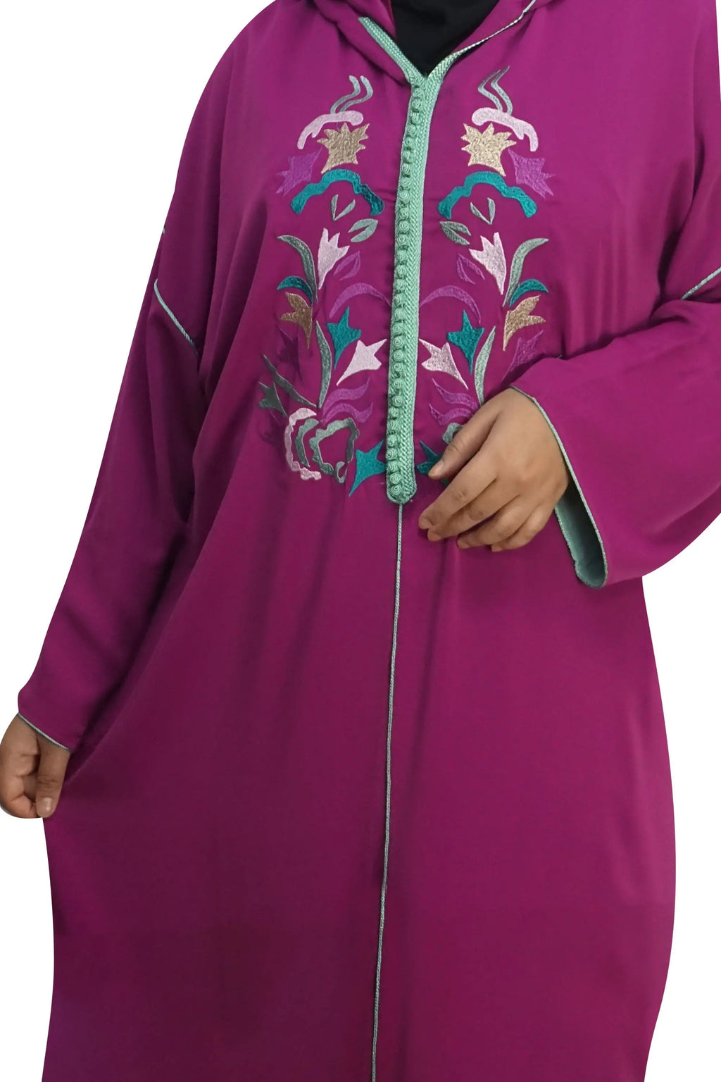 Moroccan Hooded Abaya - Magenta-almanaar Islamic Store